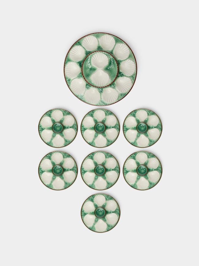 Antique and Vintage - 1950s French Ceramic Oyster Plates (Set of 9) -  - ABASK - 