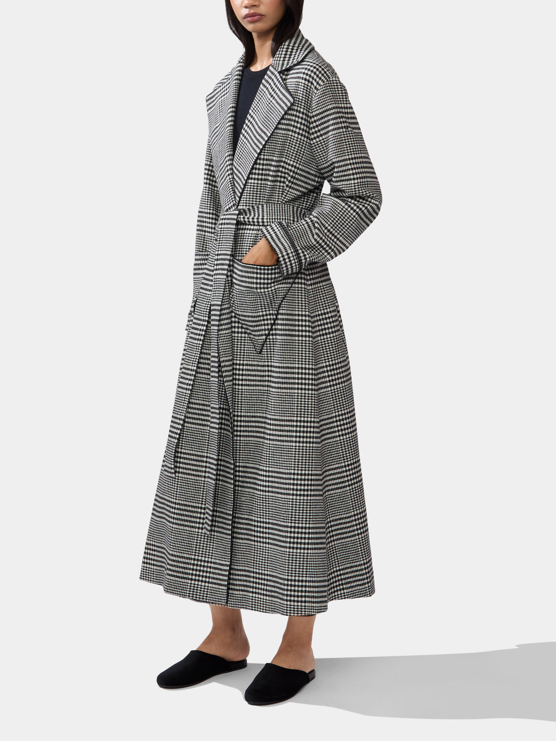 Emilia Wickstead - Wool Houndstooth Robe | Size: S -  - ABASK