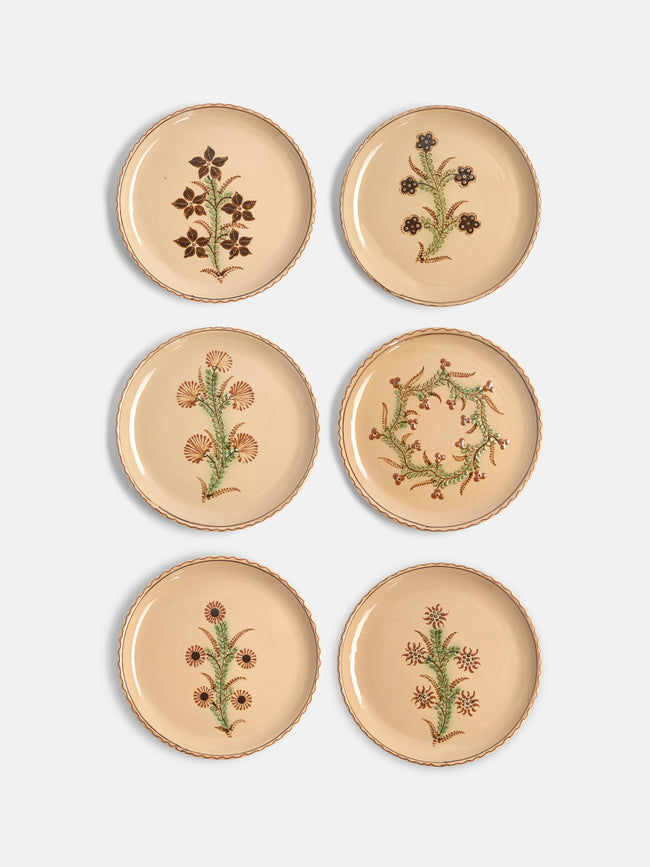 Poterie d’Évires - Flowers Hand-Painted Ceramic Dinner Plates (Set of 6) -  - ABASK - 