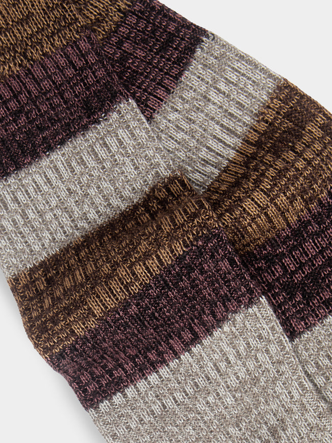 Maria La Rosa - Ribbed Cashmere and Silk Striped Socks | One Size -  - ABASK