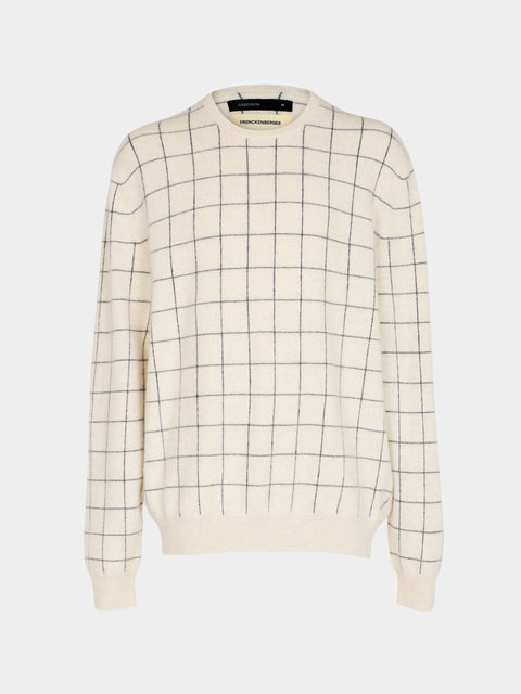 Frenckenberger - Cashmere R-Neck Boyfriend Check Sweater | Size: S -  - ABASK - 