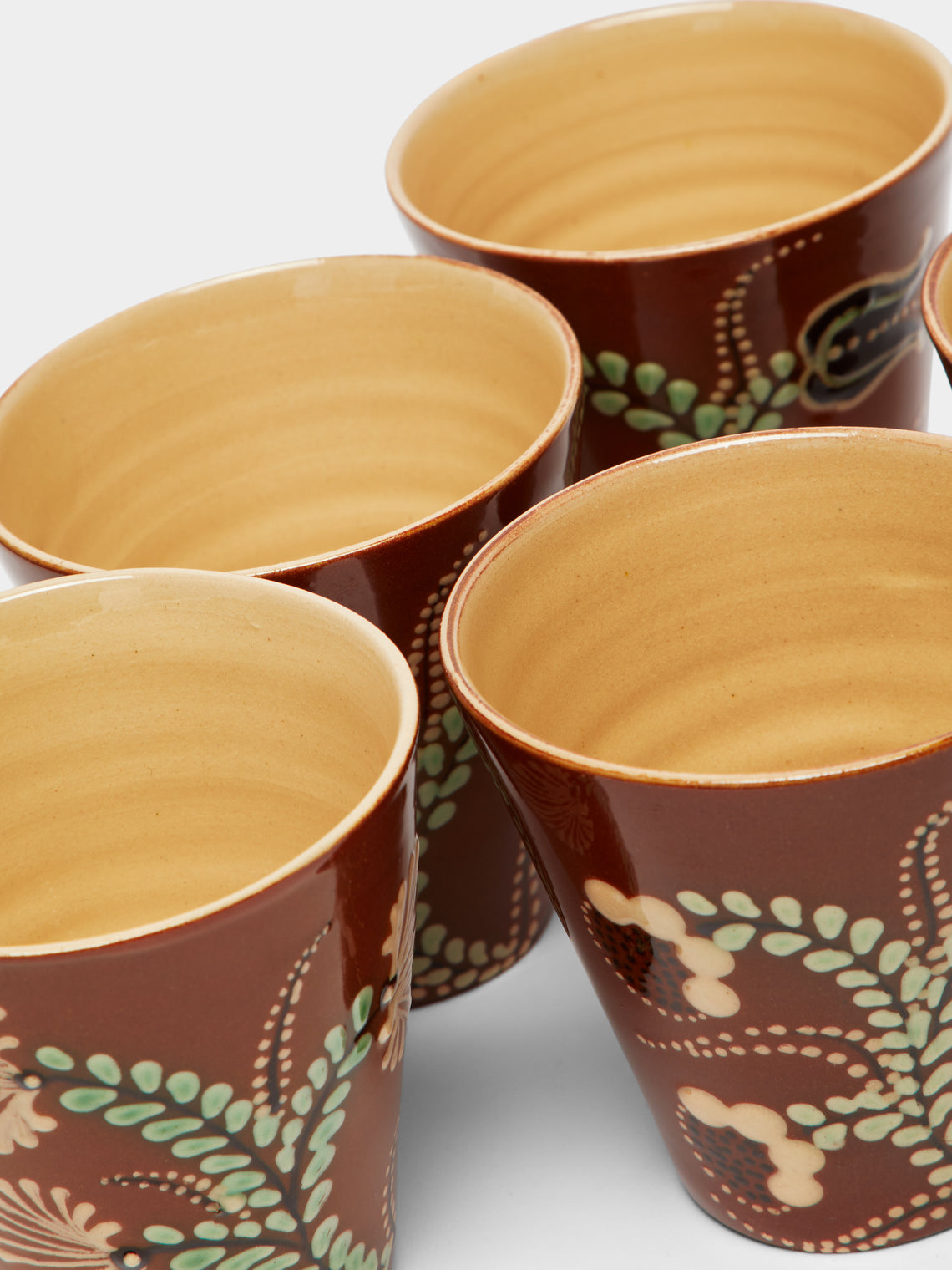 Poterie d’Évires - Flowers Hand-Painted Ceramic Coffee Cups (Set of 6) -  - ABASK