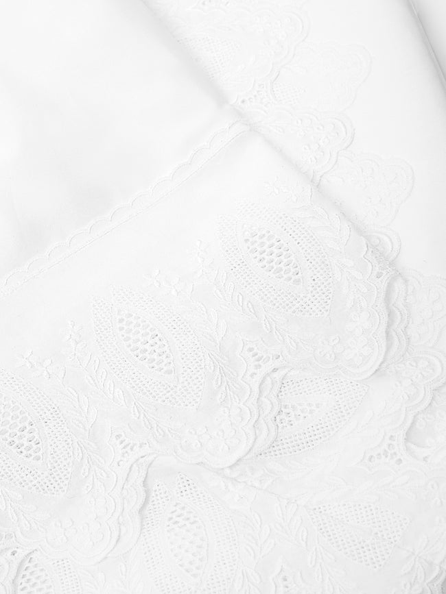 Los Encajeros - Mimi Lace-Appliqué Cotton King Duvet Cover - White - ABASK