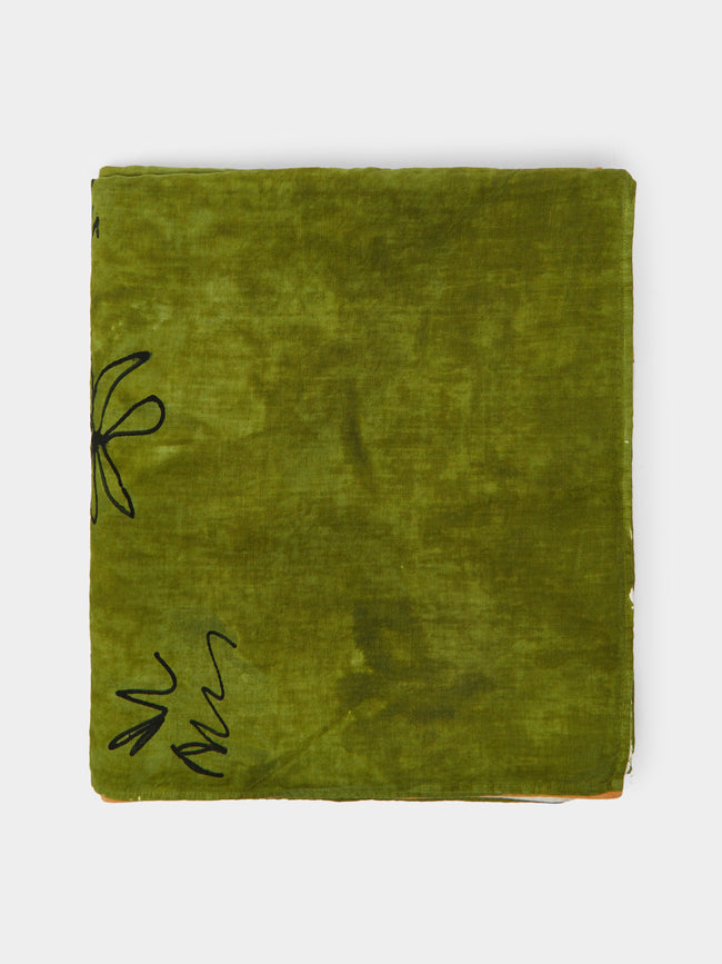 Stamperia Bertozzi - Orange Trees Hand-Painted Linen Rectangular Tablecloth -  - ABASK - 