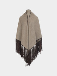 Alonpi - Double-Faced Cashmere Long Shawl with Leather Fringing | One Size -  - ABASK - 