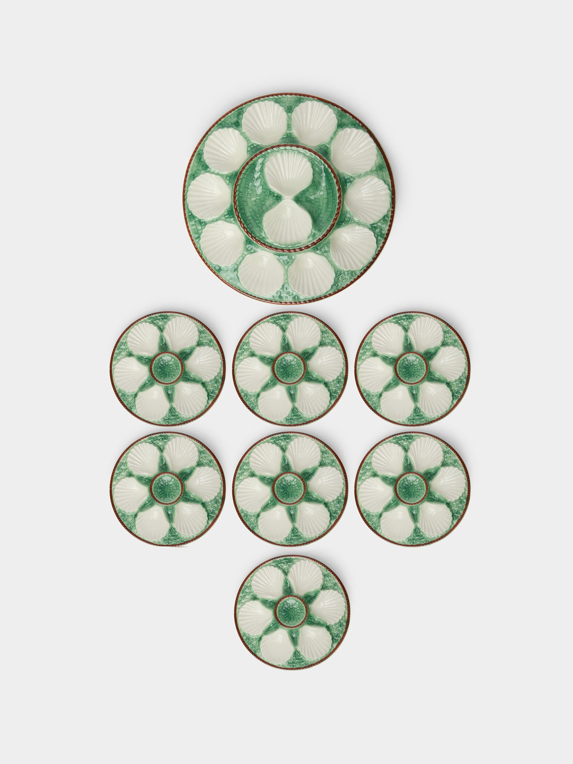 Antique and Vintage - 1950s French Ceramic Oyster Plates (Set of 9) -  - ABASK - 