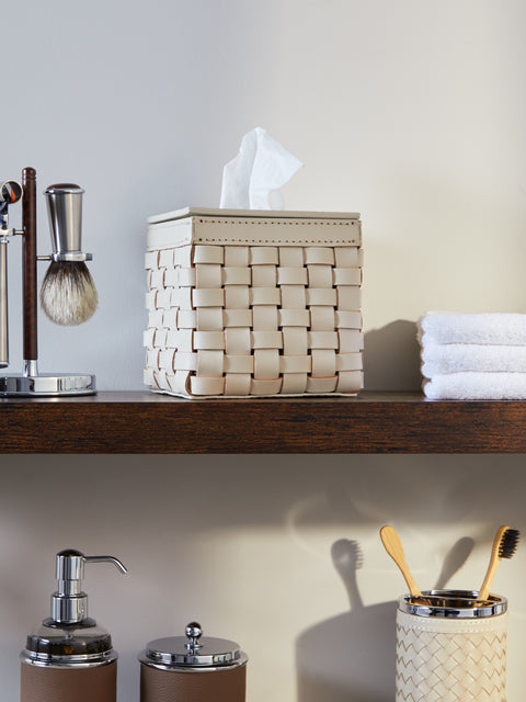 Riviere - Woven Leather Tissue Box -  - ABASK