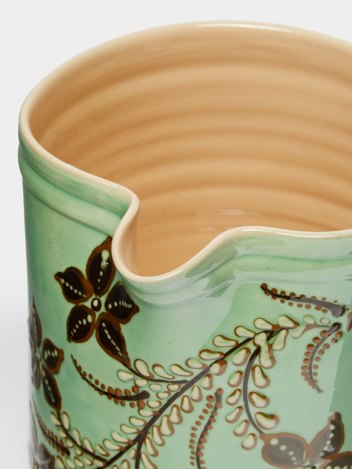 Poterie d’Évires - Flowers Hand-Painted Ceramic Straight-Edge Jug -  - ABASK