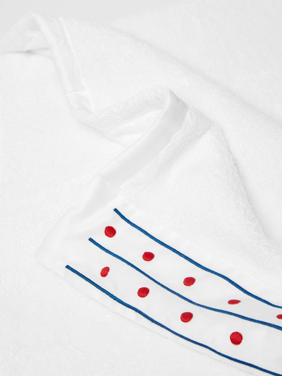Loretta Caponi - Stripes & Dots Hand-Embroidered Cotton Bath Towel -  - ABASK