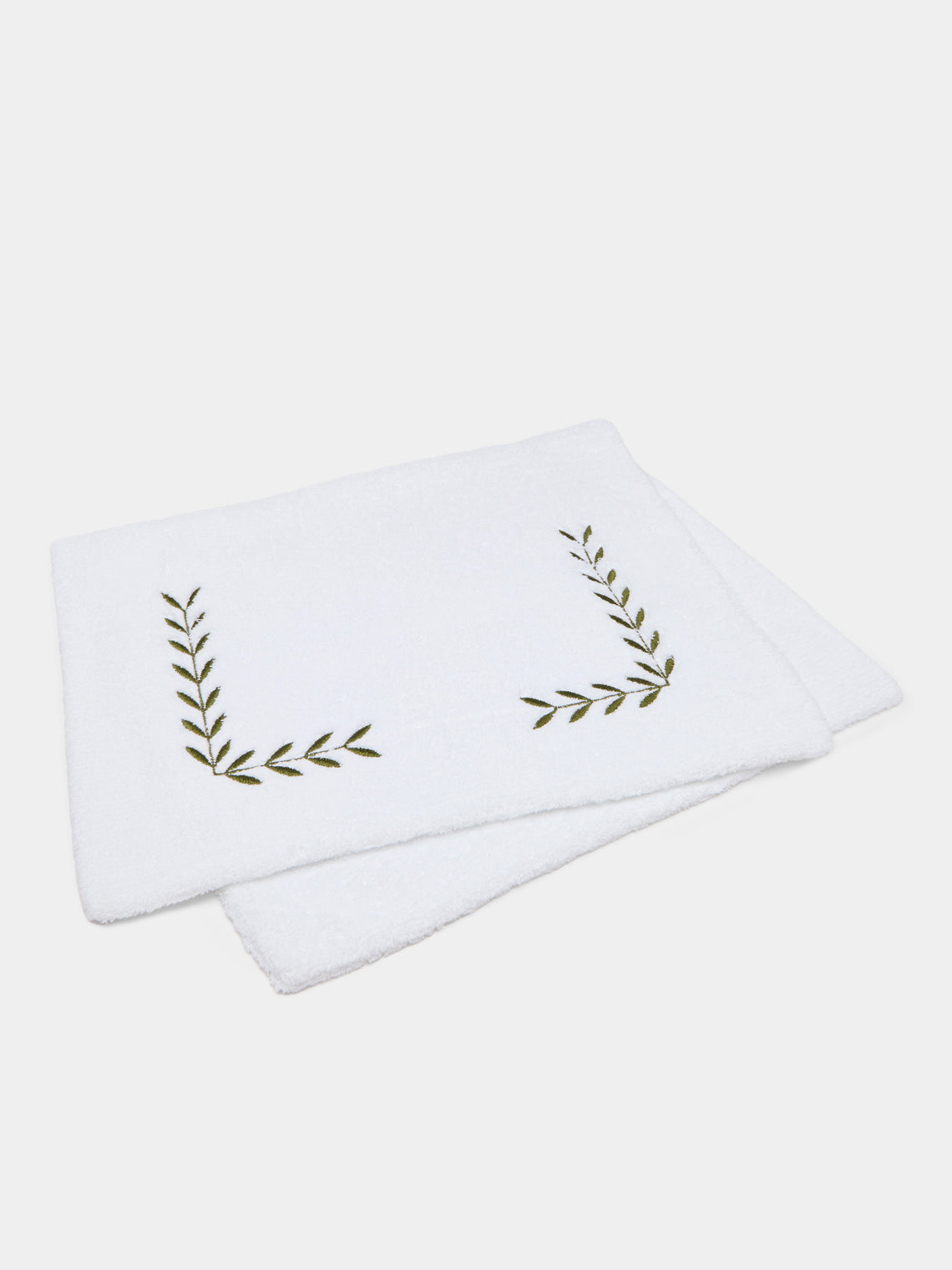 Heirlooms - Laurel Leaf Embroidered Egyptian Cotton Bath Mat -  - ABASK