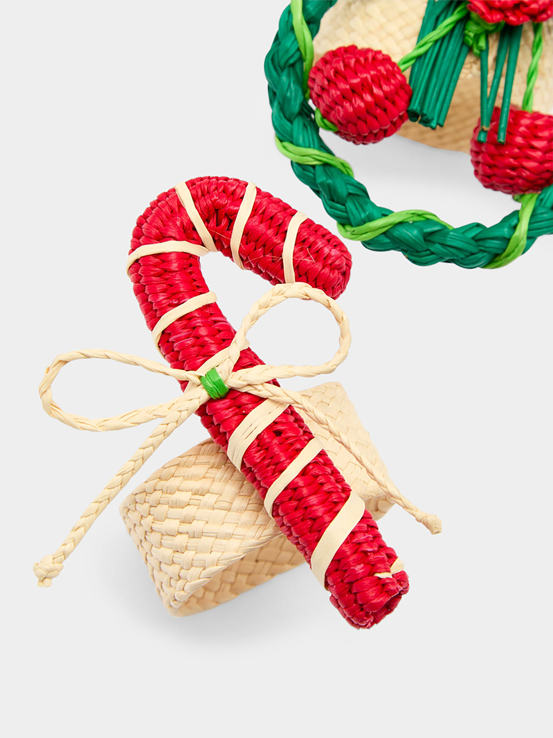 Coro Cora - Santa Hats Handwoven Iraca Palm Napkin Rings (Set of 4) -  - ABASK