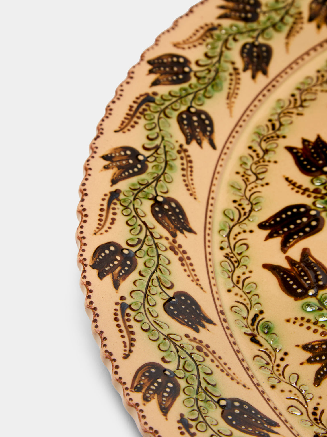 Poterie d’Évires - Birds Hand-Painted Ceramic Round Platter -  - ABASK