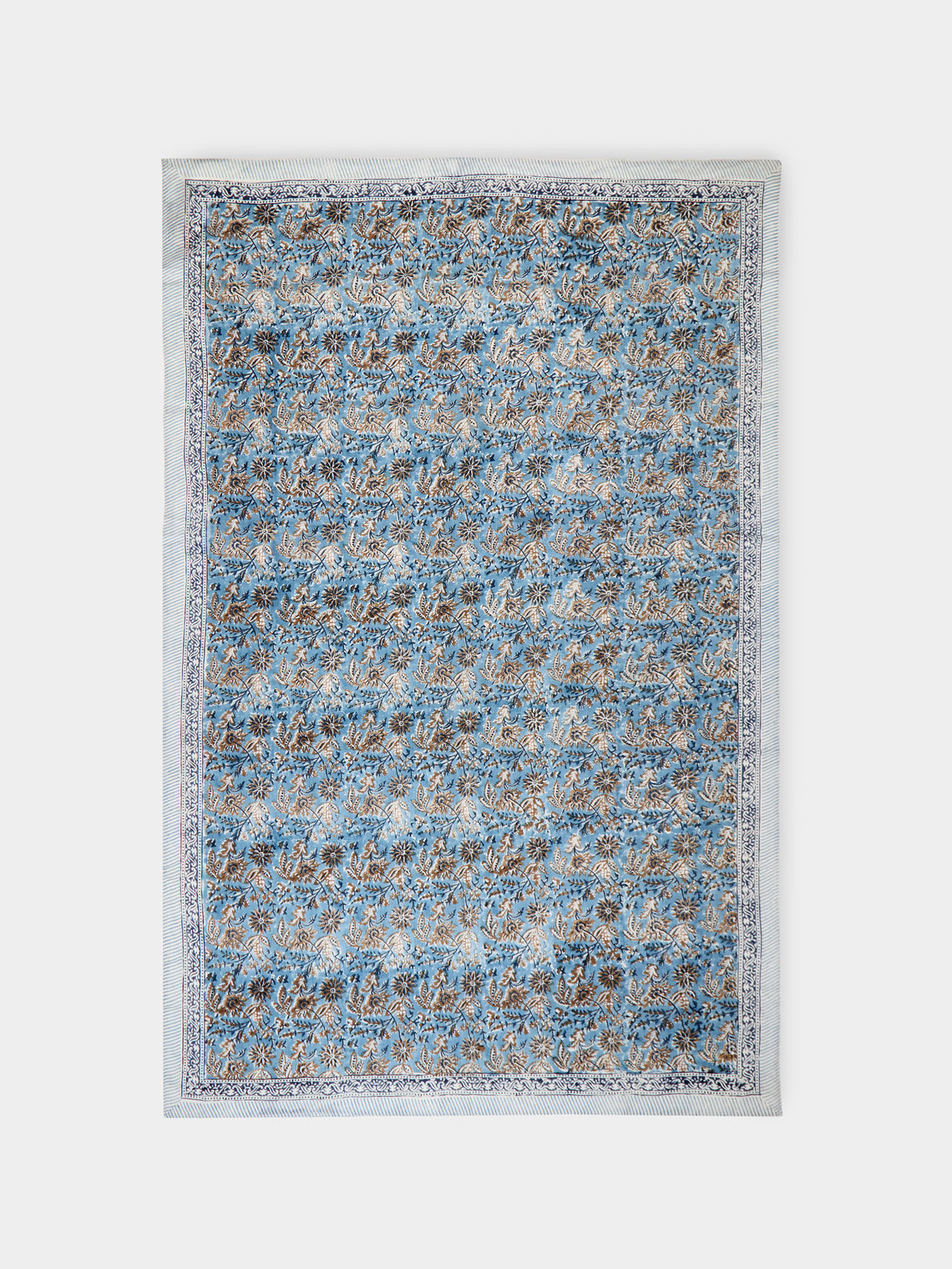 Chamois - Indian Summer Block-Printed Linen Small Rectangular Tablecloth -  - ABASK