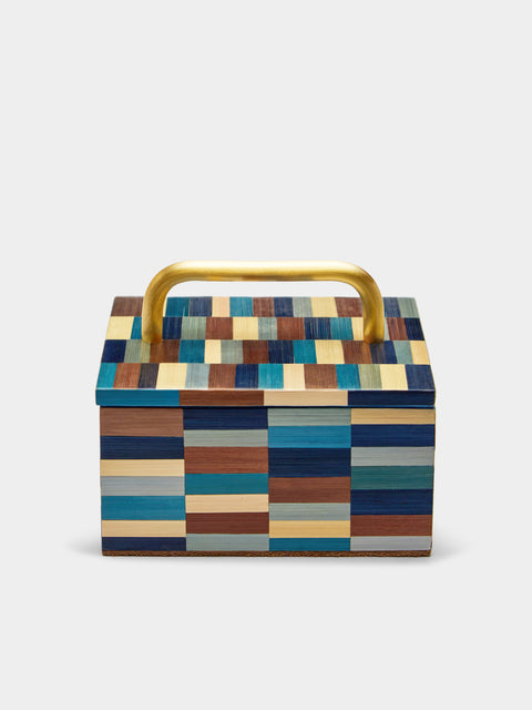 Ruda Studio - Subway Weave Rye Straw Inlay Wood Box -  - ABASK - 