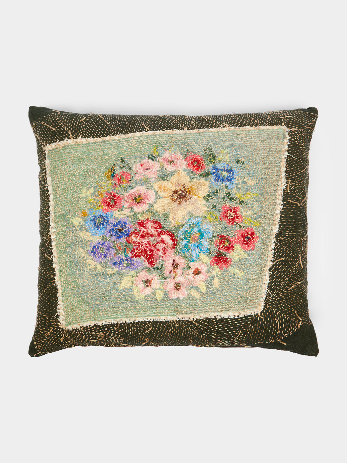 By Walid - 19th-Century Needlepoint Wool Cushion -  - ABASK - 