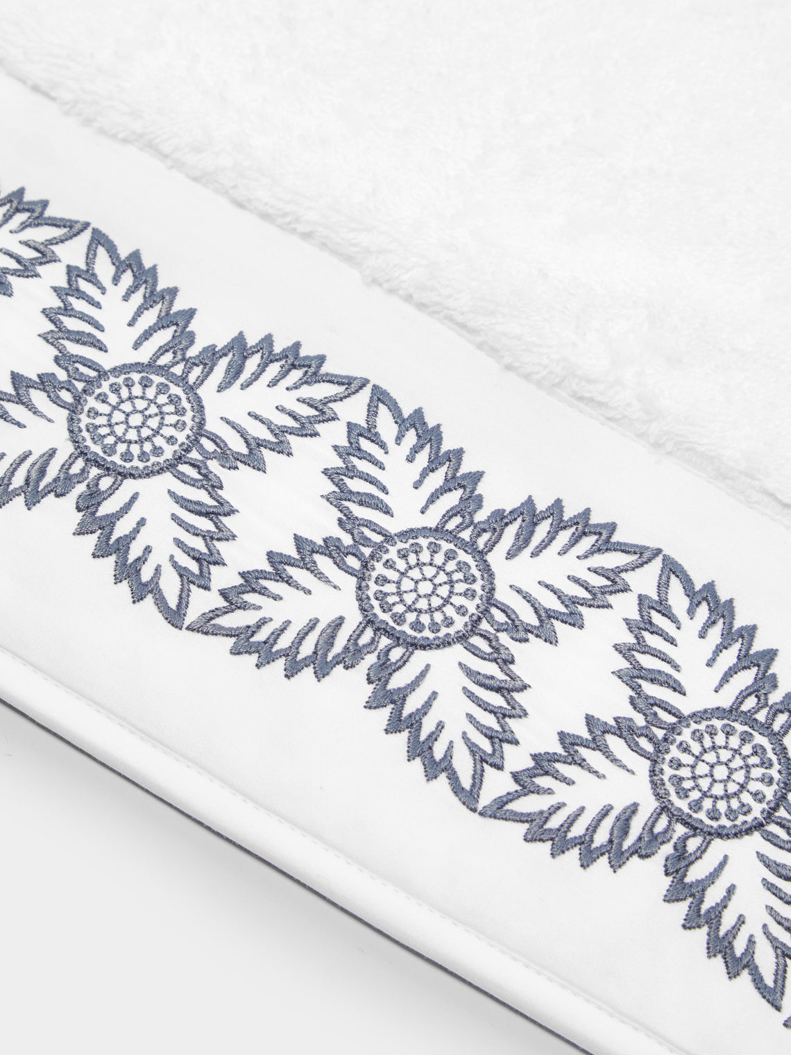 Loretta Caponi - Foliage Hand-Embroidered Cotton Bath Mat -  - ABASK