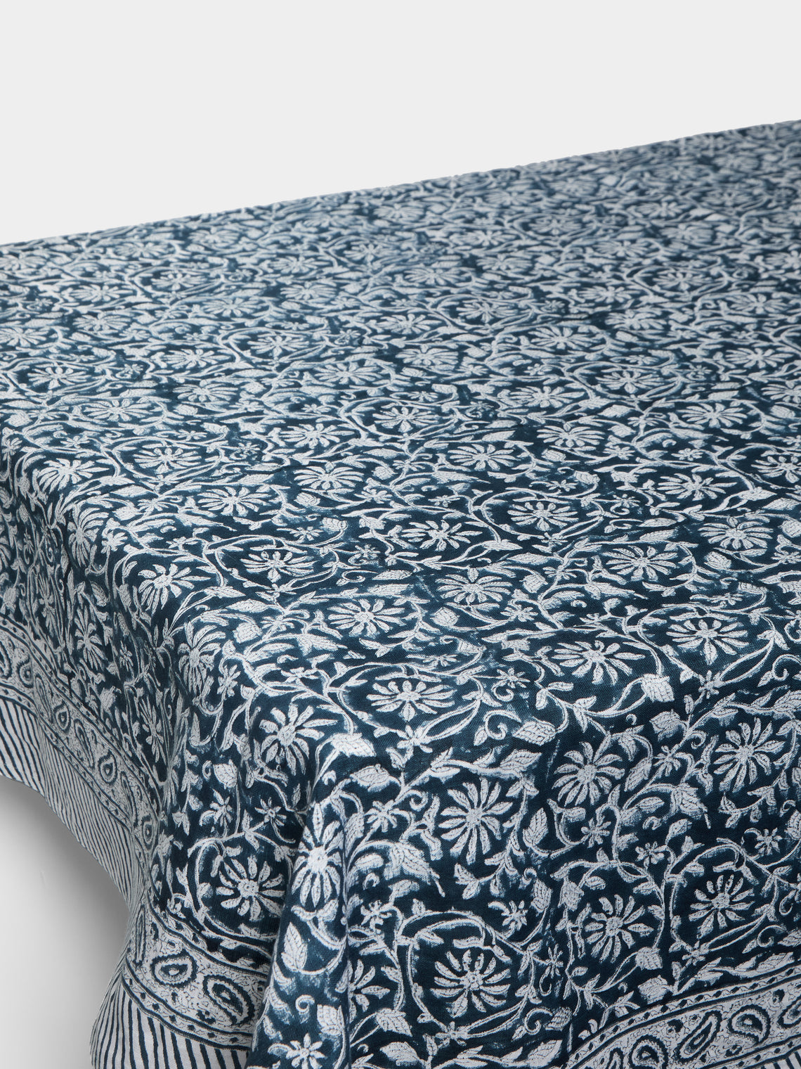 Chamois - Margerita Block-Printed Linen Medium Rectangular Tablecloth -  - ABASK