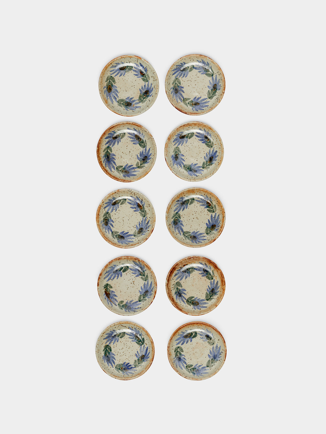 Antique and Vintage - 1950s Le Mûrier Vallauris Hand-Painted Ceramic Dinner Bowls (Set of 10) -  - ABASK