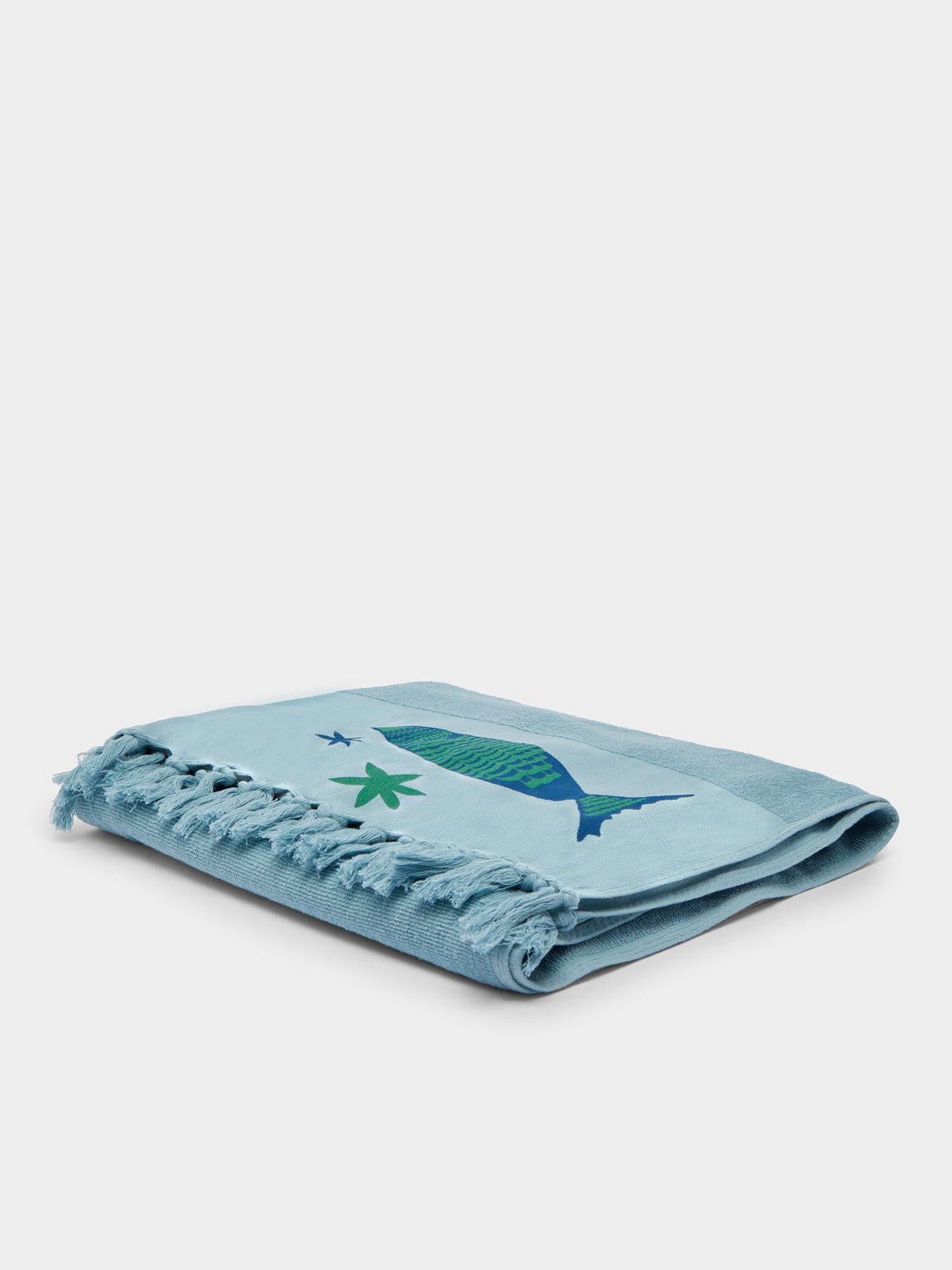 Malaika - Big Fish Hand-Printed Cotton Beach Towels (Set of 2) -  - ABASK