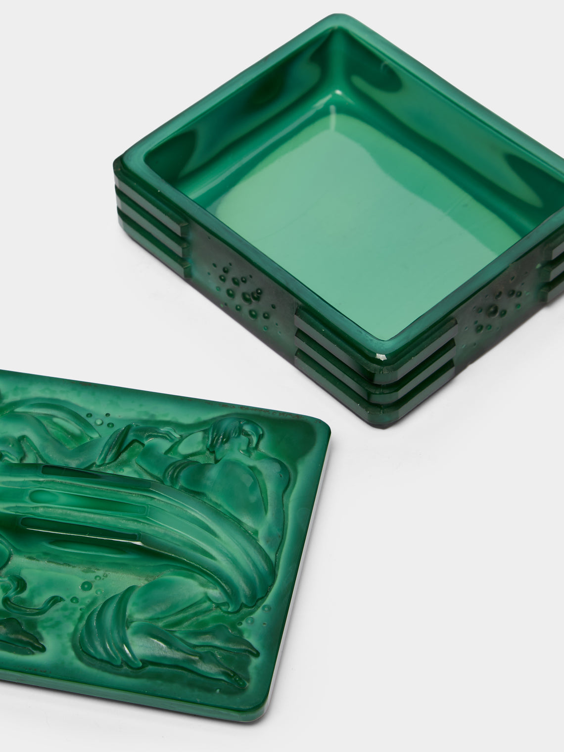 Antique and Vintage - 1930s Malachite Glass Box -  - ABASK