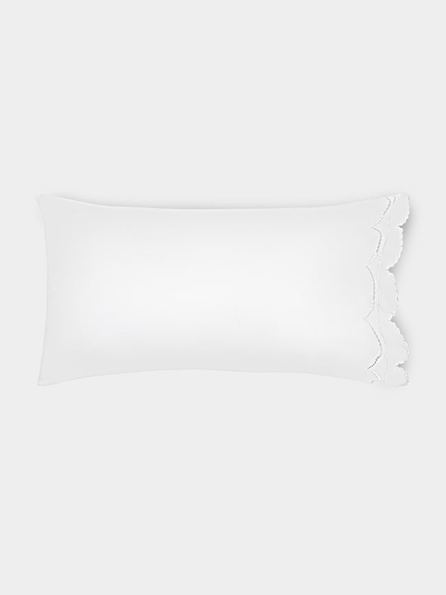 Los Encajeros - Perlas Embroidered Cotton King Pillowcases (Set of 2) - White - ABASK - 