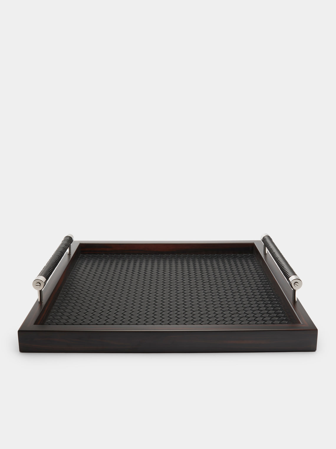 Riviere - Diana Ebony and Woven Leather Square Tray -  - ABASK