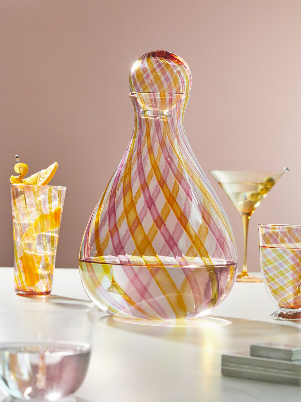 Emsie Sharp - Hand-Blown Glass Striped Decanter -  - ABASK