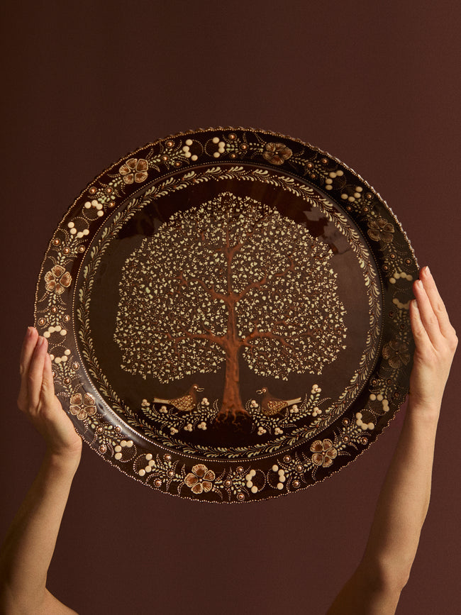 Poterie d’Évires - Trees Hand-Painted Ceramic Large Plate -  - ABASK