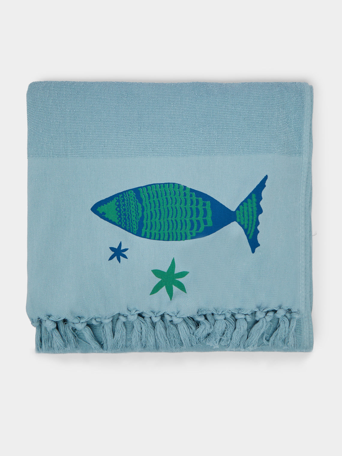 Malaika - Big Fish Hand-Printed Cotton Beach Towels (Set of 2) -  - ABASK - 