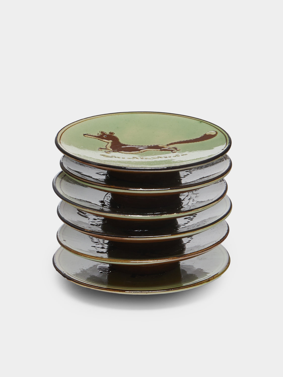 Poterie d’Évires - Animals Hand-Painted Ceramic Dessert Plates (Set of 6) -  - ABASK