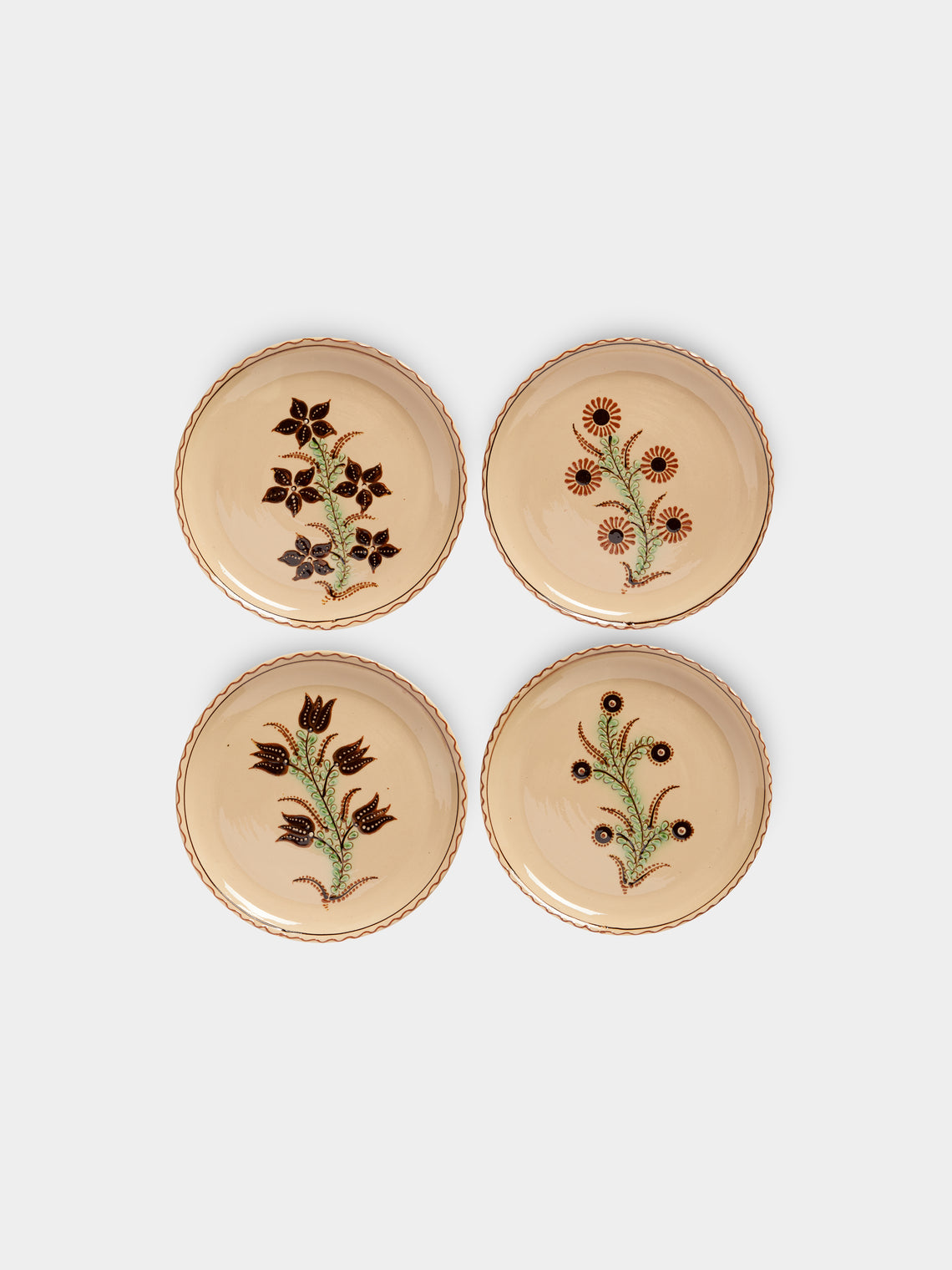 Poterie d’Évires - Flowers Hand-Painted Ceramic Small Plates (Set of 4) -  - ABASK - 
