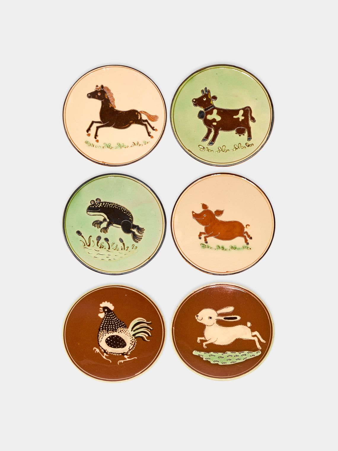 Poterie d’Évires - Animals Hand-Painted Ceramic Small Plates (Set of 6) -  - ABASK - 