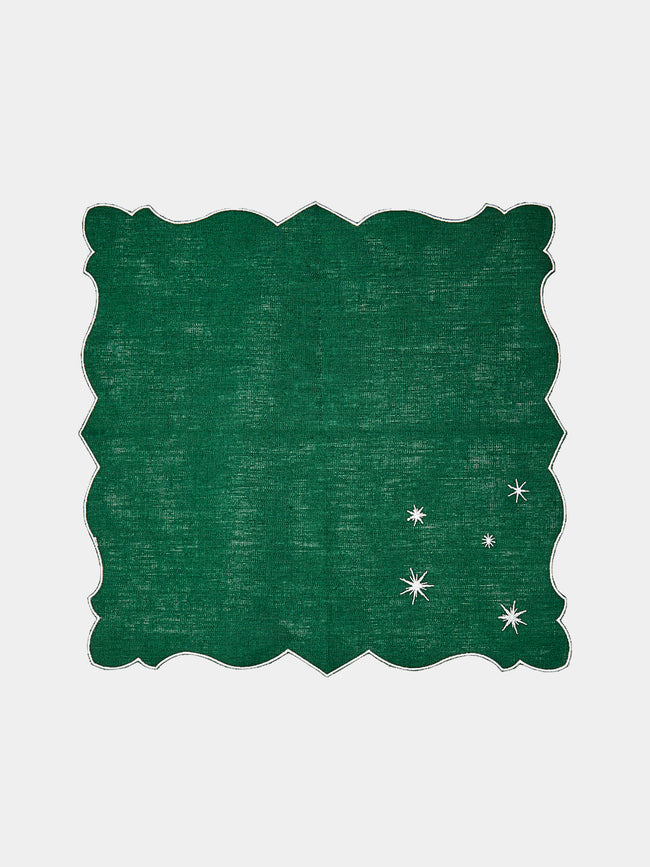 La Gallina Matta - Angelina Stars Embroidered Linen Napkins (Set of 4) -  - ABASK