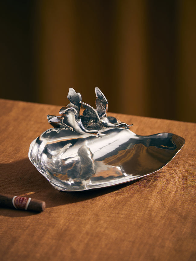 Antique and Vintage - Mid-Century Solid Silver Ducks Ashtray -  - ABASK