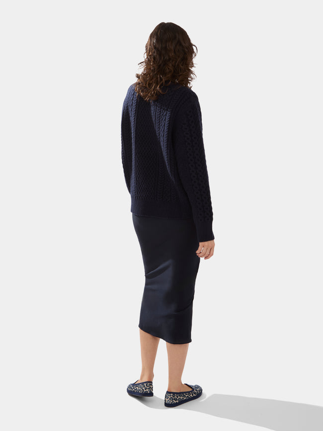 Ryan Roche - Cashmere Cable-Knit Crew-Neck Sweater -  - ABASK