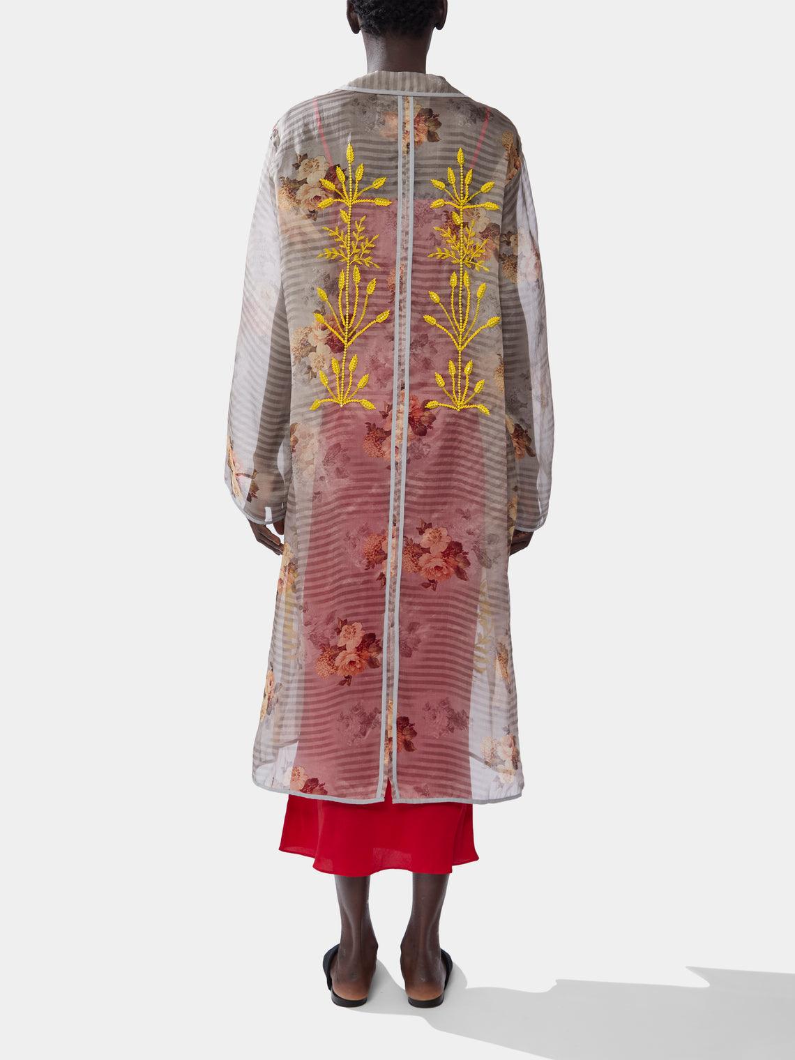 Nazzy Beglari - Organza Embroidered Silk Robe -  - ABASK