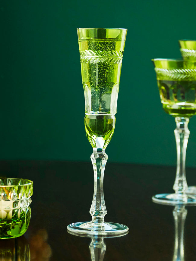 Cristallerie De Montbronn - Chenonceaux Hand-Blown Crystal Champagne Flute - Green - ABASK