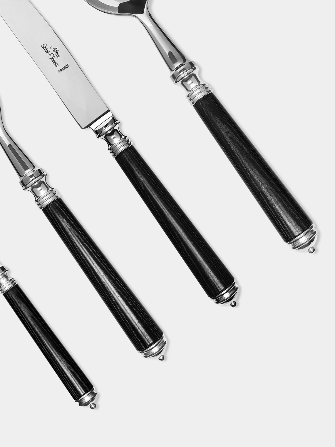 Alain Saint-Joanis - Marbella Ebony Resin Dinner Cutlery (Set of 4) - Black - ABASK