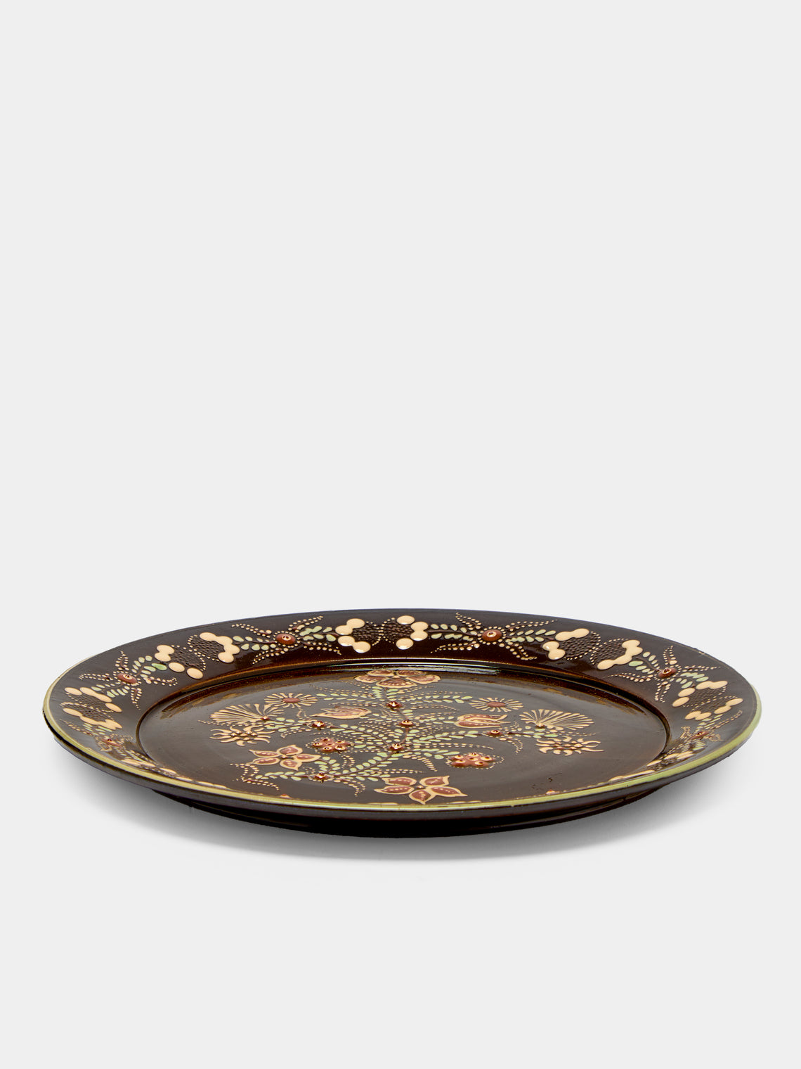 Poterie d’Évires - Flowers Hand-Painted Ceramic Small Round Platter -  - ABASK