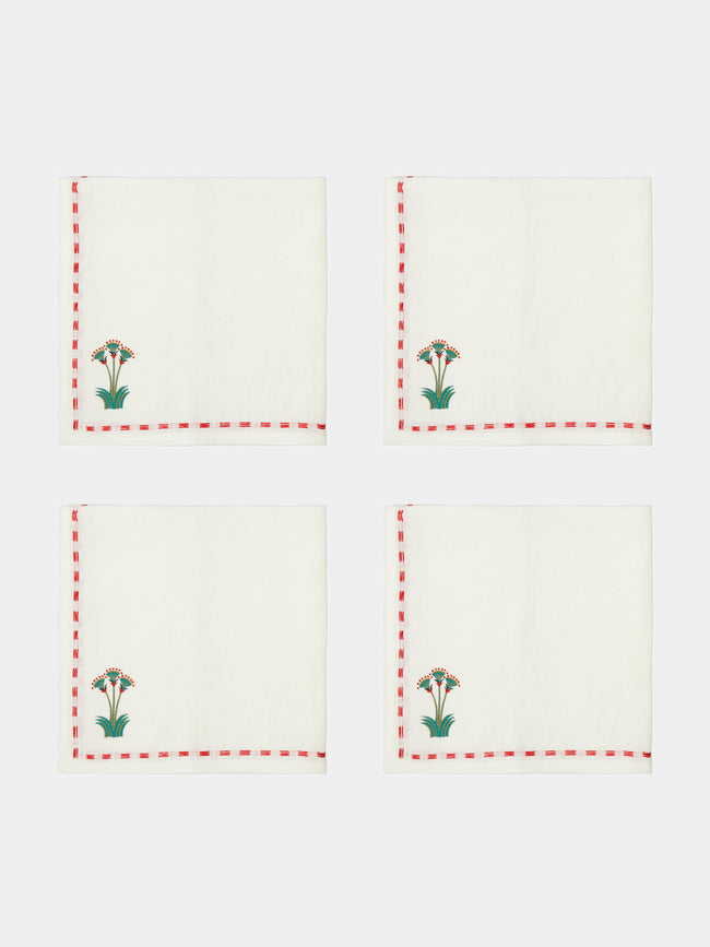 Malaika - Sacred Nile Hand-Embroidered Linen Napkins (Set of 4) -  - ABASK