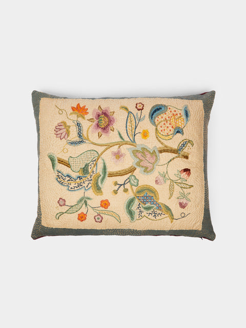 By Walid - 19th-Century Tree of Life Needlepoint Wool Cushion -  - ABASK - 