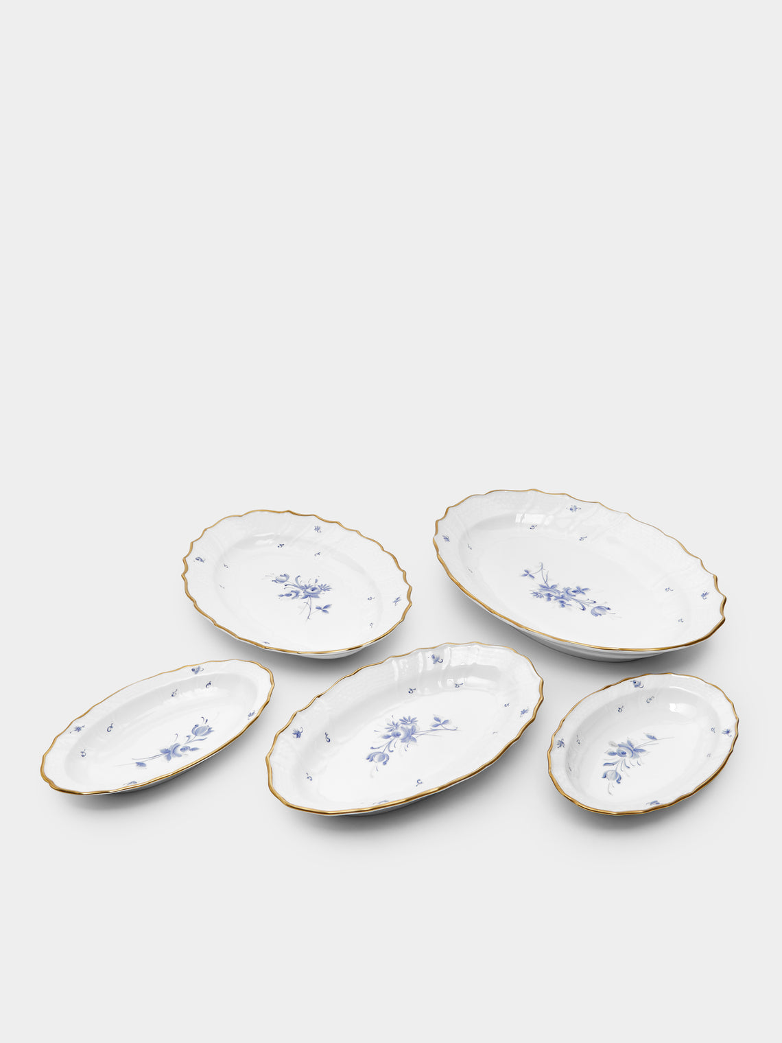 Antique and Vintage - 1960s Lorenz Hutschenreuther Hand-Painted Porcelain Serving Platters (Set of 5) -  - ABASK