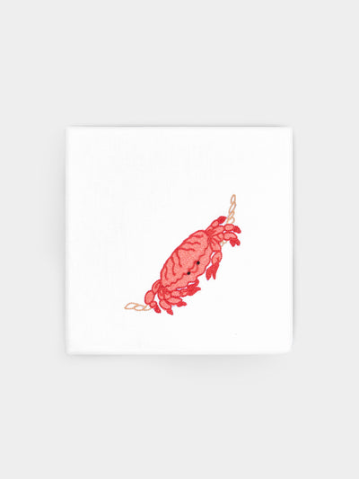 Loretta Caponi - Crabs with Rope Hand-Embroidered Linen Napkins (Set of 2) -  - ABASK - 