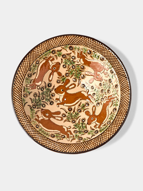 Poterie d’Évires - Rabbits Hand-Painted Ceramic Large Breakfast Serving Bowl -  - ABASK - 