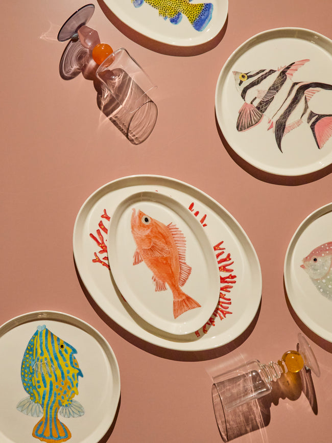 Casa Adams - Acadian Redfish Hand-Painted Porcelain Serving Platter -  - ABASK