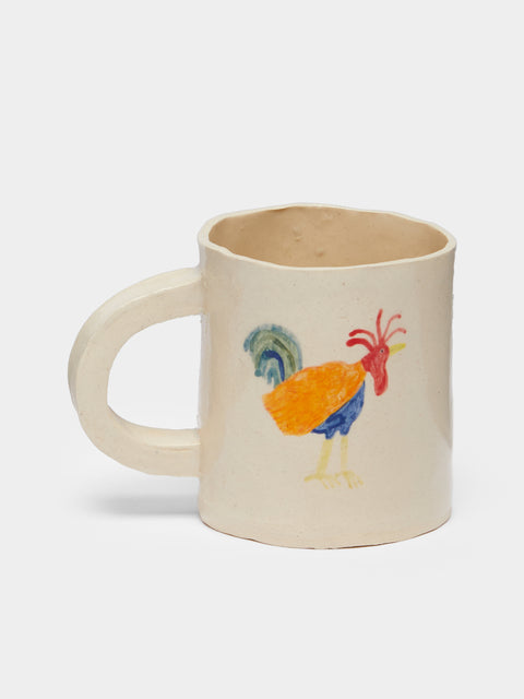 Liz Rowland - Cockerel Hand-Painted Ceramic Mug -  - ABASK - 