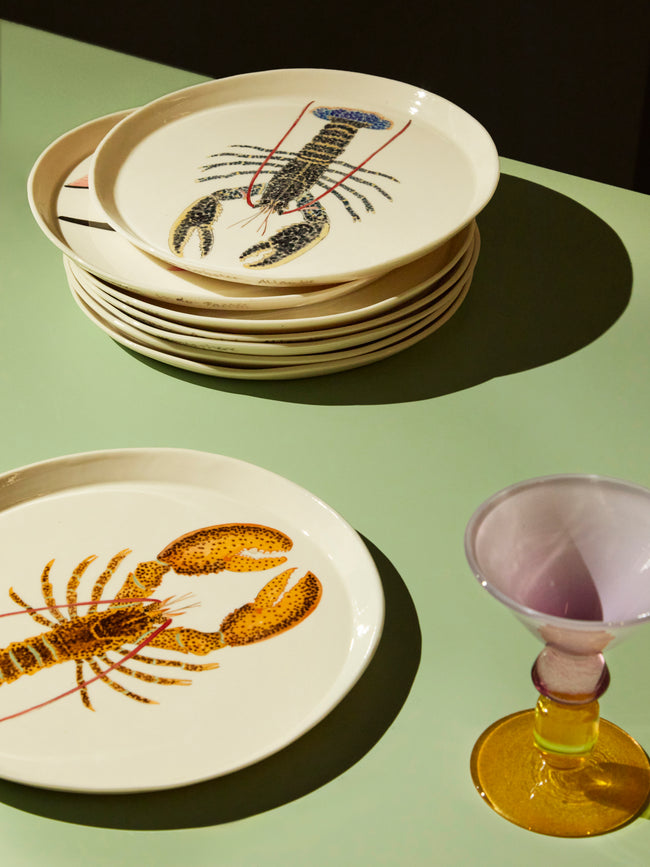 Casa Adams - Lobster Hand-Painted Porcelain Dinner Plates (Set of 2) -  - ABASK