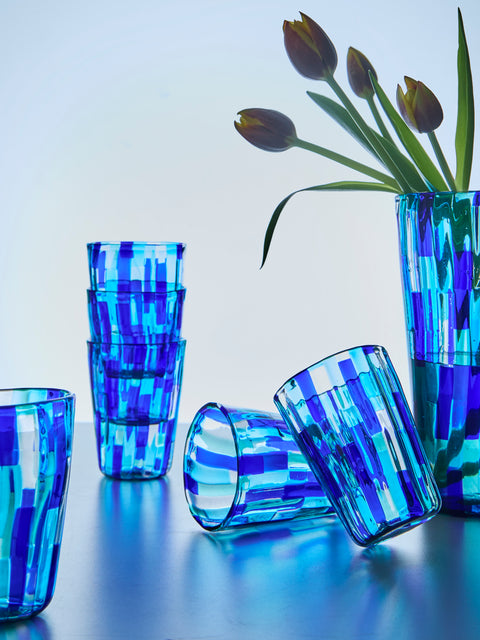 F&M Ballarin - Acquamarina Hand-Blown Murano Glass Tumblers (Set of 6) -  - ABASK