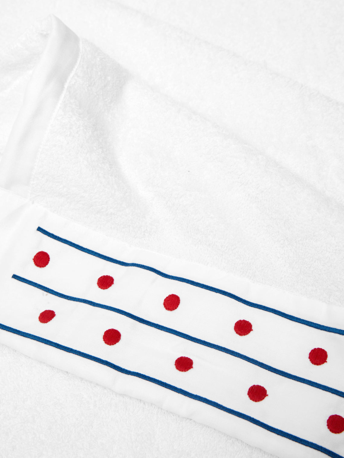 Loretta Caponi - Stripes & Dots Hand-Embroidered Cotton Bath Sheet -  - ABASK