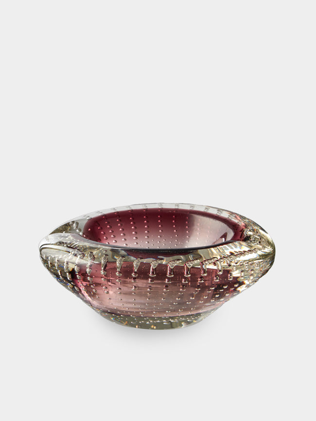 Antique and Vintage - Mid-Century Czech Glass Ashtray - Red - ABASK - 